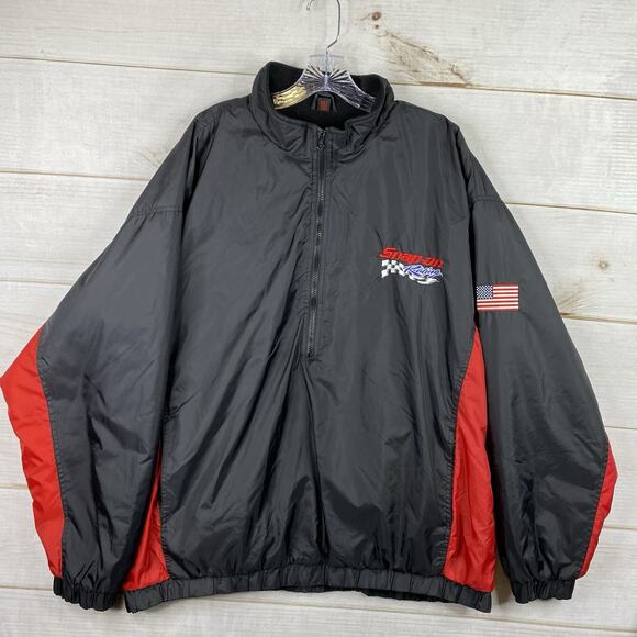 Snap-On Tools Racing Jacket Mens 2XL 1/2 Zip Pullover Cafe Racer Bomber Black - Picture 1 of 14
